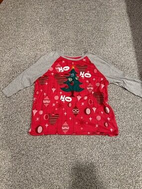 Disney Red and Gray Raglan Logo Tee with Embroidered Detail